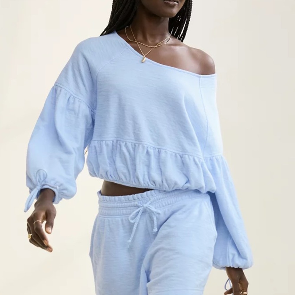 Light Blue Aerie Endless Summer Cropped Sweatshirt